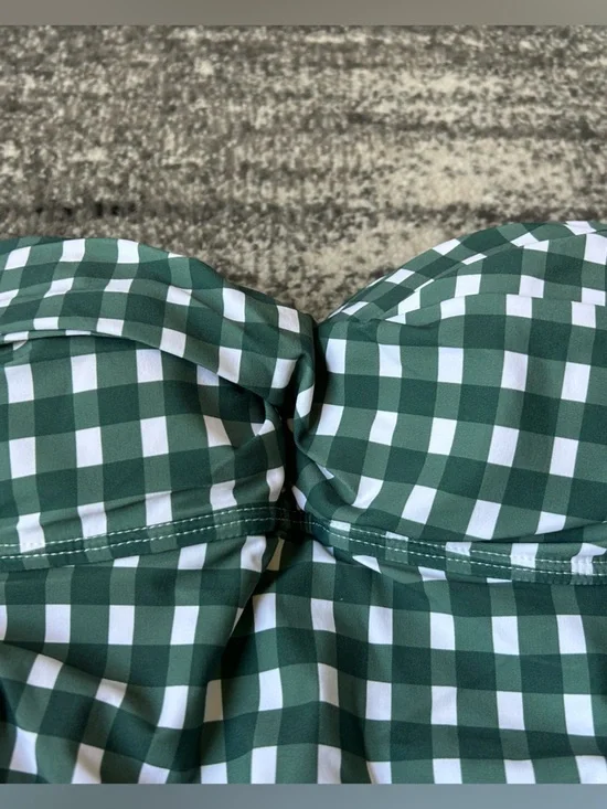 NWT ANNE COLE Gingham Ruched One Piece Bathing Suit - Picture 3 of 12